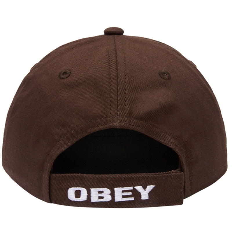 Obey Star 6 Panel Cap Velcro Back Dark Brown