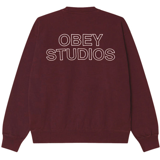 Obey Studios Faded Sweater Winetasting Faded Wash
