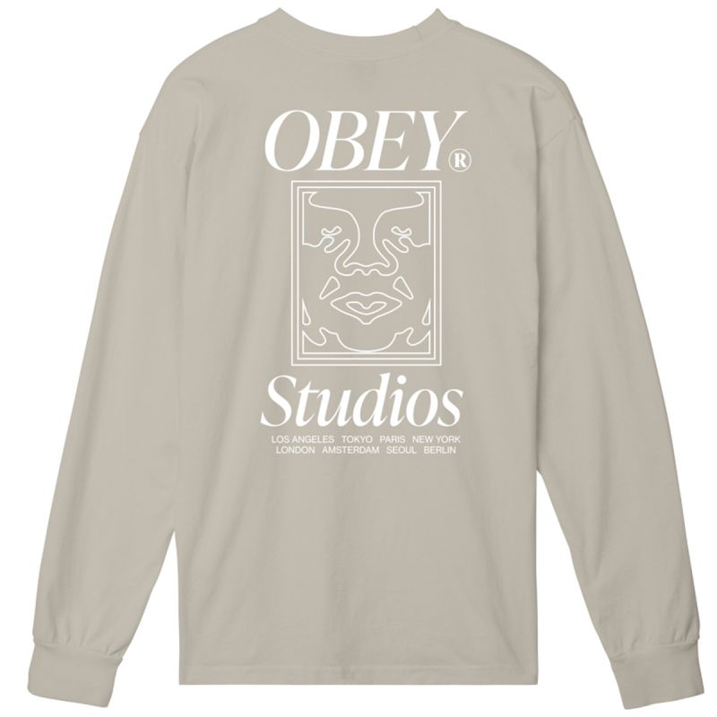 Obey Studios Icon Longsleeve T-Shirt Silver Grey