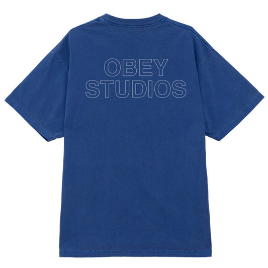 Obey Studios Outline T-Shirt Pigment Electric Indigo