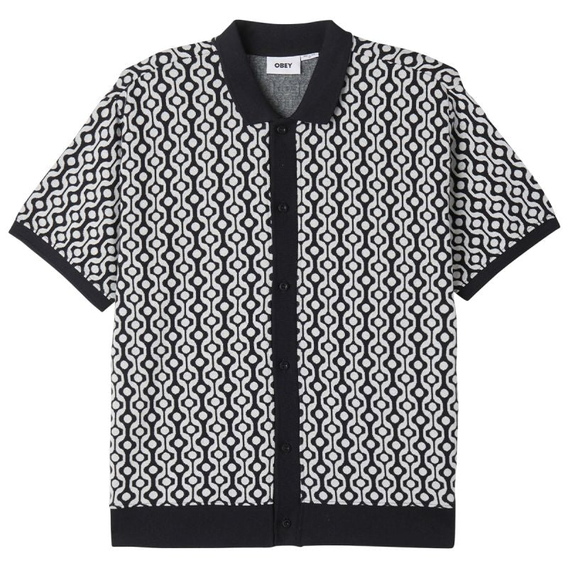 Obey Testament Button Front Polo Black