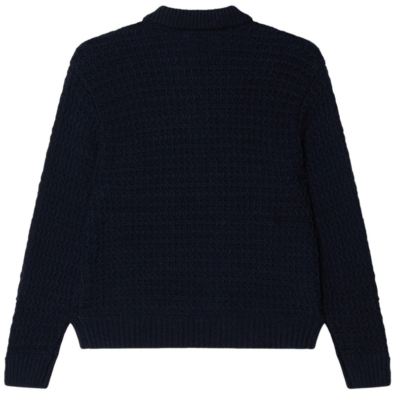 Obey Textured Rugby Polo Sweater Dark Navy