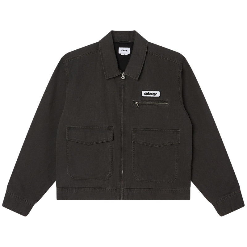 Obey Walter Work Jacket Black Faded Wash