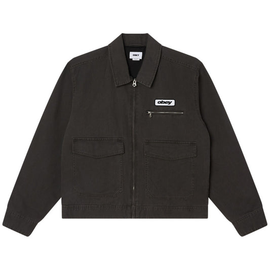 Obey Walter Work Jacket Black Faded Wash