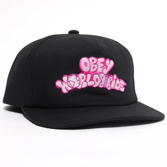 Obey Year 5 Panel Snapback Cap Black