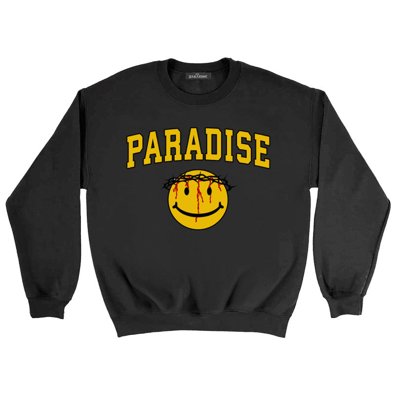 Paradise NYC Smiley Jesus Crewneck Sweater Black