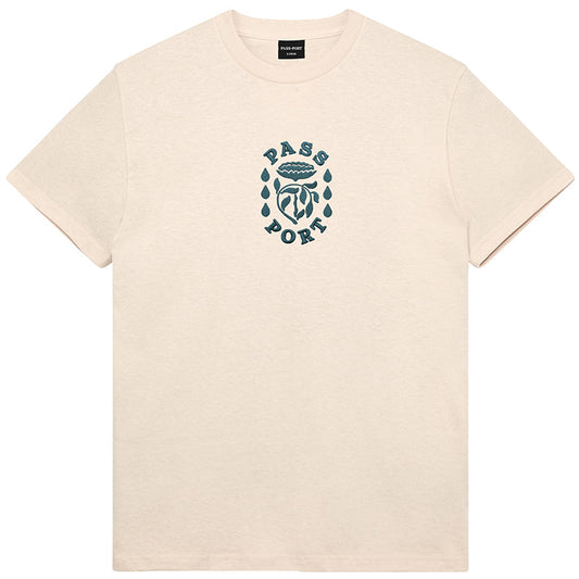 Pass Port Fountain Embroidery T-Shirt Natural