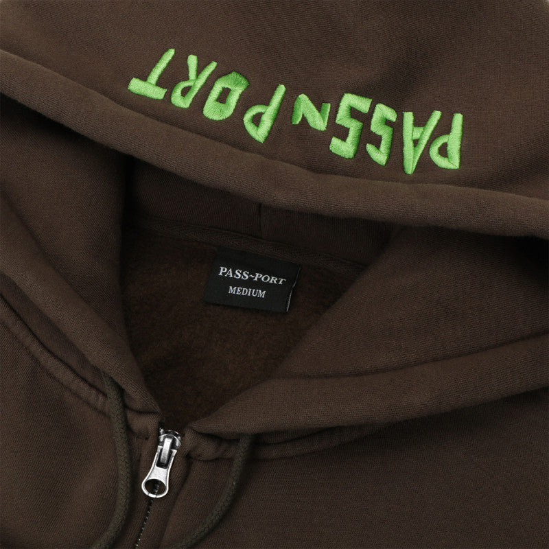 Pass Port Scissorcraft Zip Hooded Sweater Bark