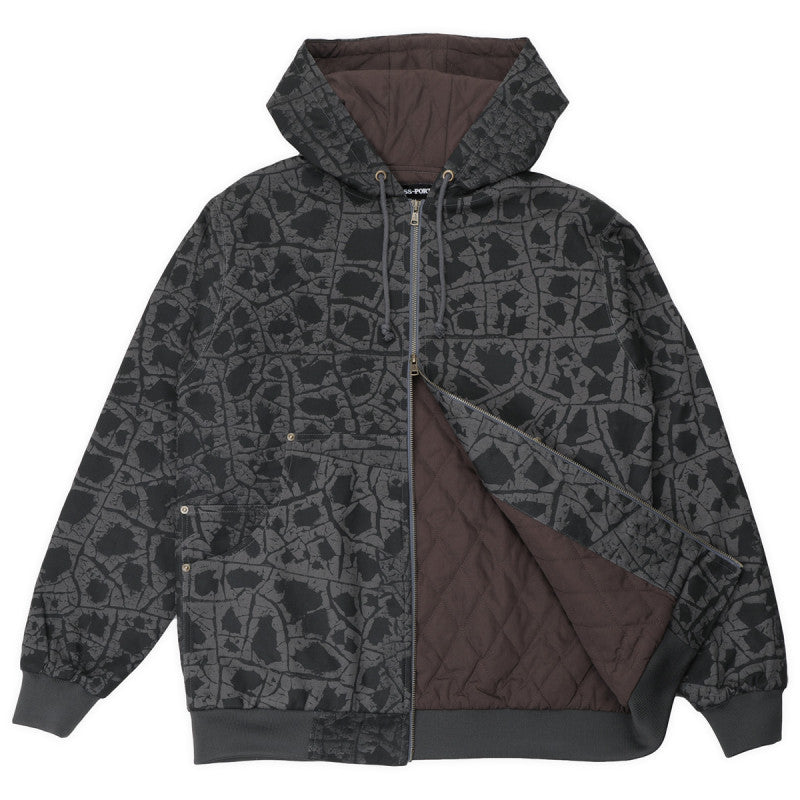 Pass Port Weathered Diggers Club Zip Hooded Jacket Black