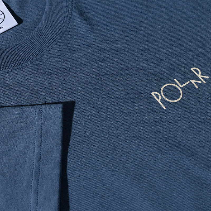 Polar Contrast T-Shirt Stroke Logo Grey Blue