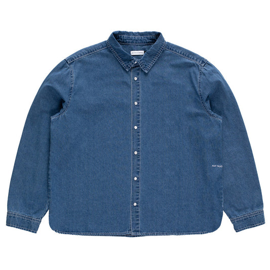 POP Applique Logo Denim Shirt Rinsed Denim