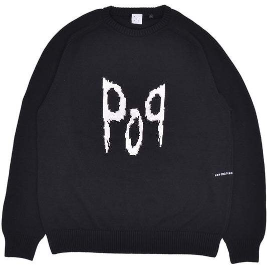POP Corn Knitted Crewneck Sweater Black