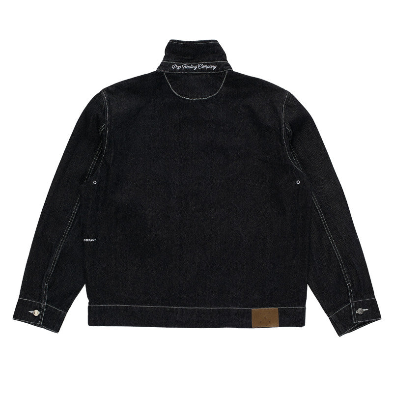 POP Full Button Denim Jacket Black