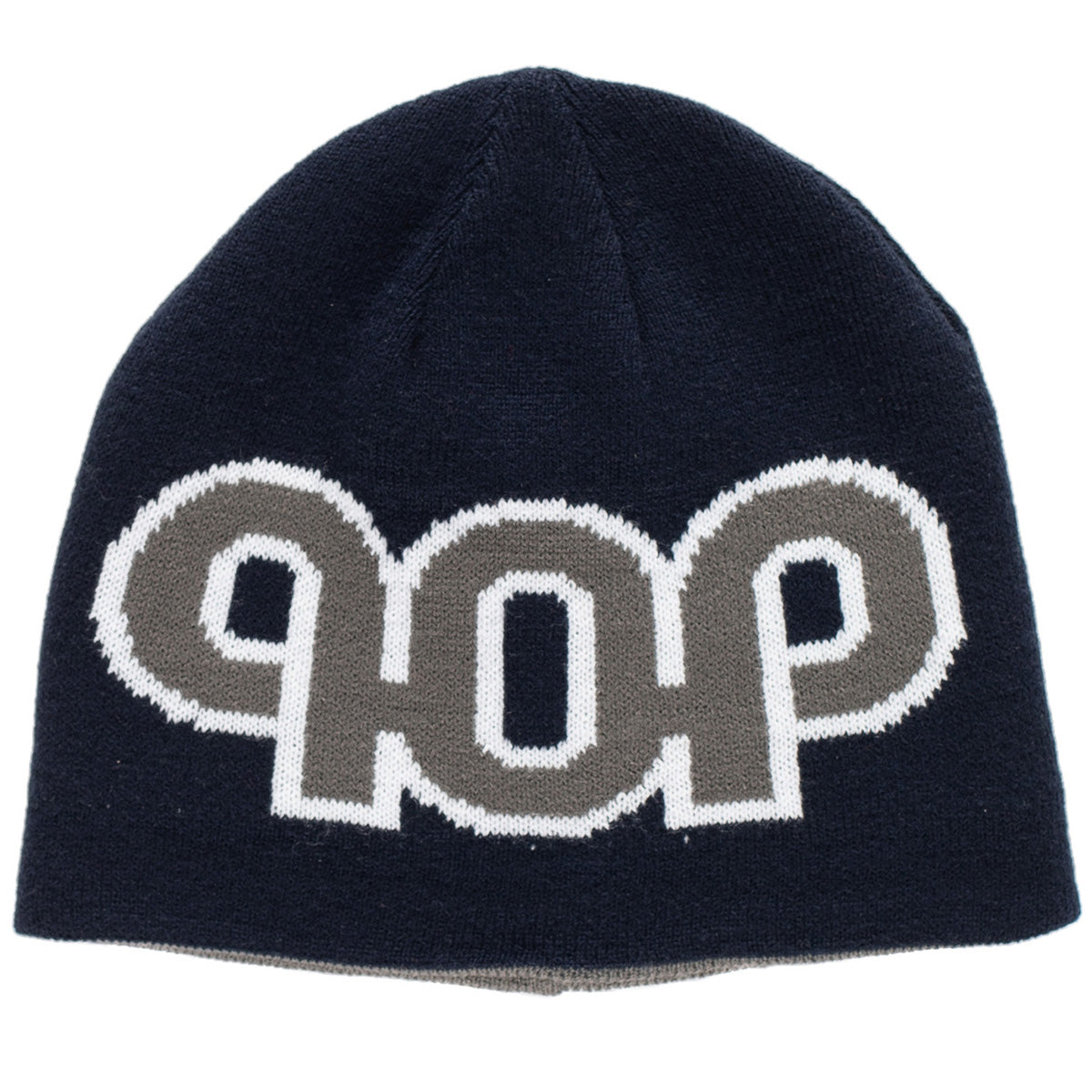 POP Reversible Pub Skull Beanie Grey/Navy