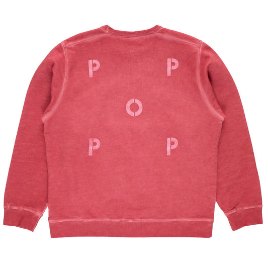 POP Stencil Logo Crewneck Sweater Earth Red
