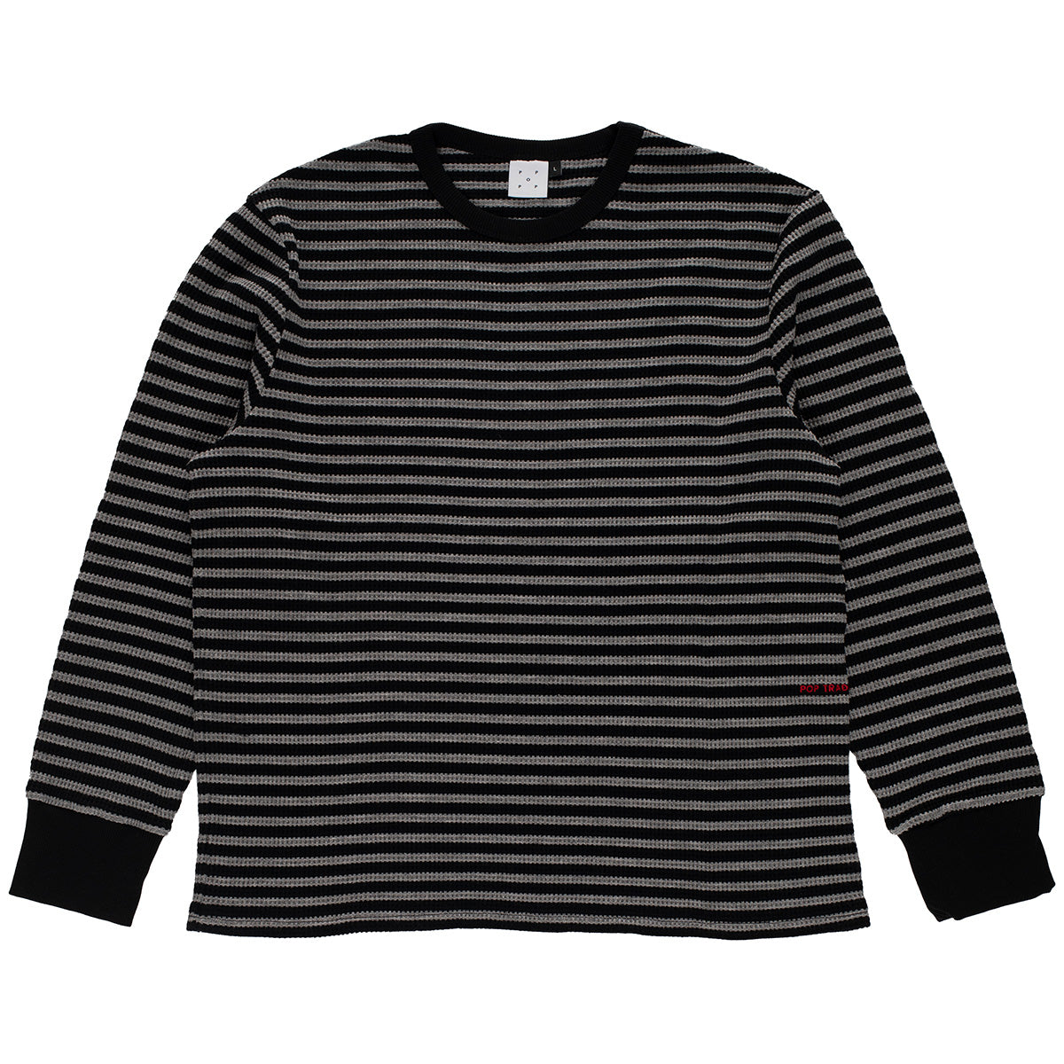 POP Striped Waffle Sweater Grey/Black