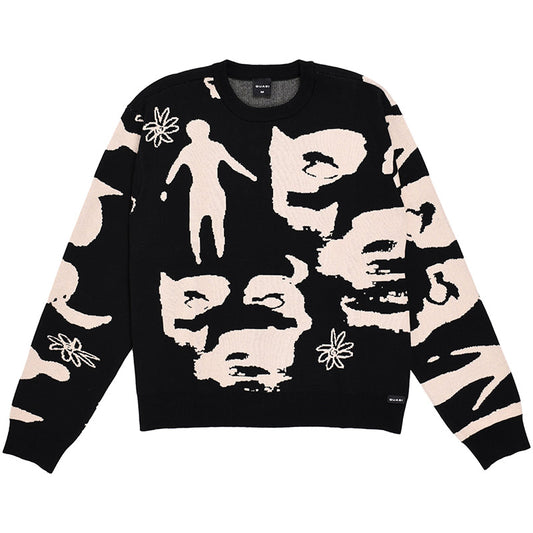 Quasi Stoneage Jacquard Knit Sweater Black