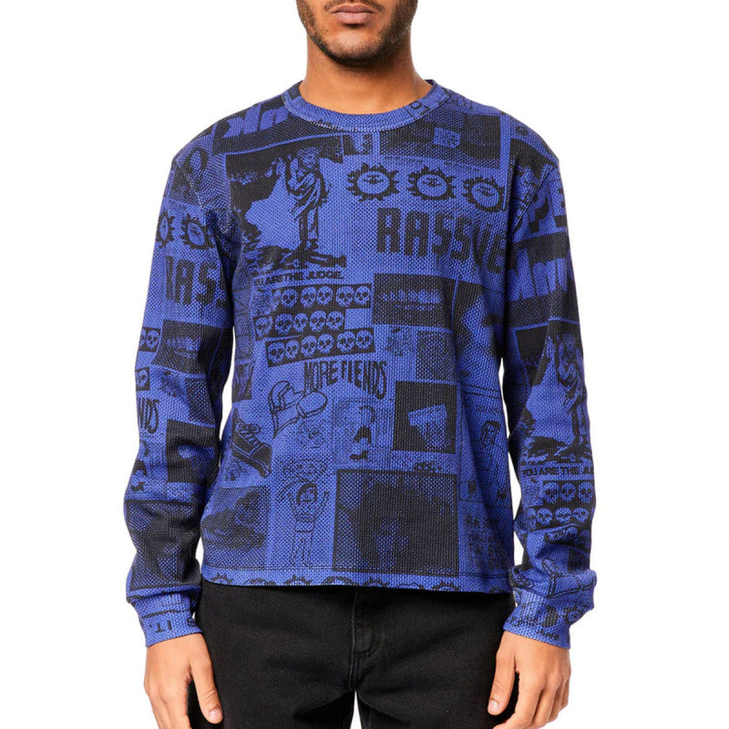 Rassvet Collage Waffle Thermal Knit Longsleeve T-Shirt Blue