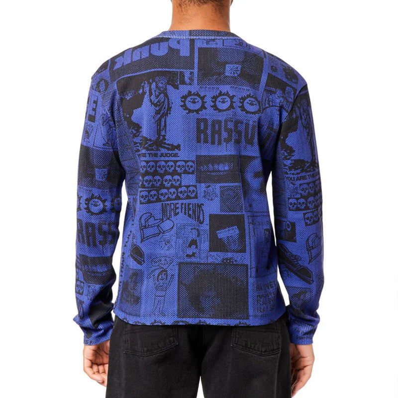 Rassvet Collage Waffle Thermal Knit Longsleeve T-Shirt Blue