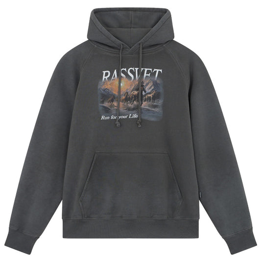 Rassvet Horses Raglan Hooded Sweater Black