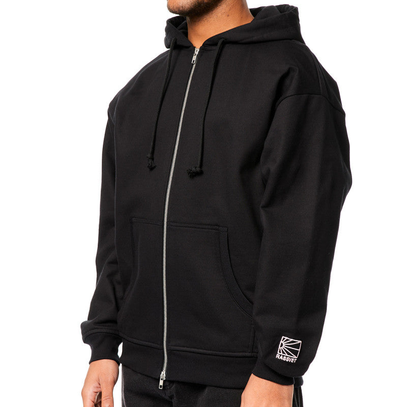 Rassvet House Zip Knit Hooded Sweater Black