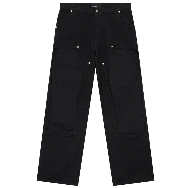 Rassvet Vintage Wash Canvas Distressed Double Knees Pant Black