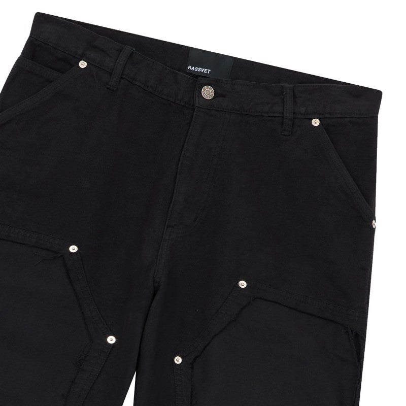 Rassvet Vintage Wash Canvas Distressed Double Knees Pant Black