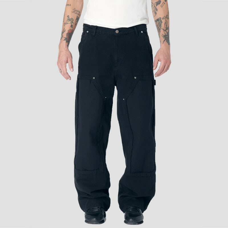 Rassvet Vintage Wash Canvas Distressed Double Knees Pant Black