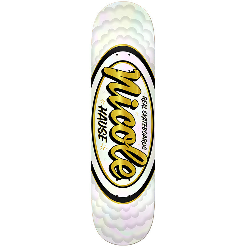 Real Nicole Hause Pro Oval Debut Skateboard Deck White 8.5
