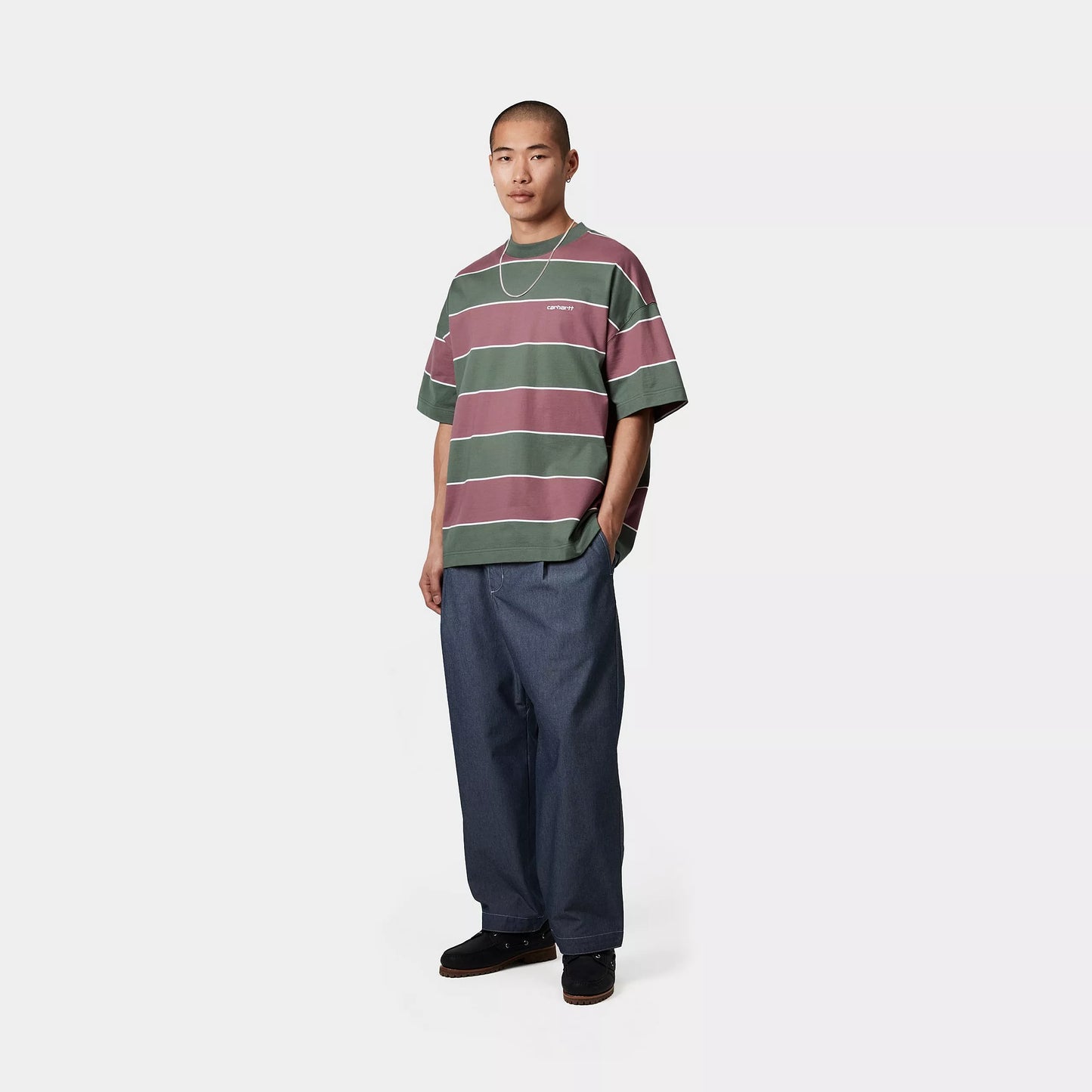 Carhartt WIP Quinby T-Shirt Quinby Stripe Silver Pine