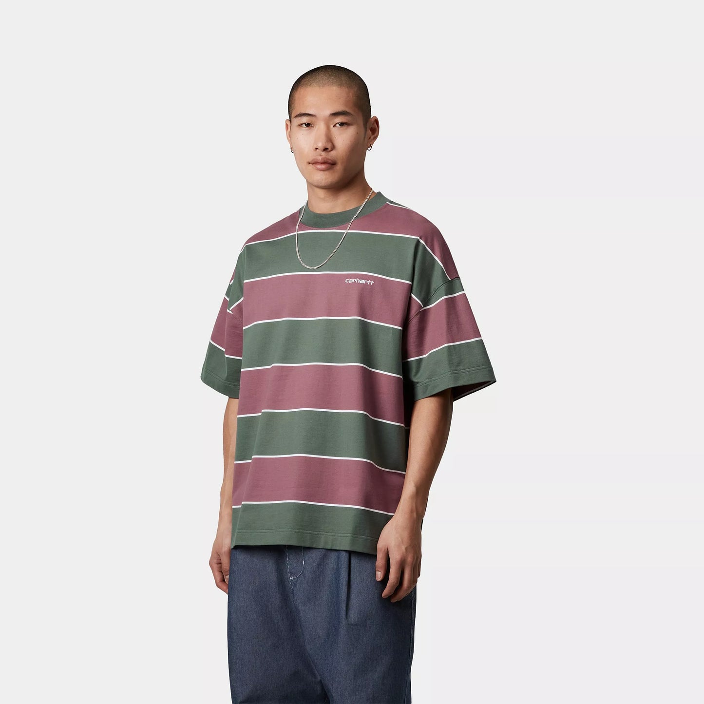 Carhartt WIP Quinby T-Shirt Quinby Stripe Silver Pine