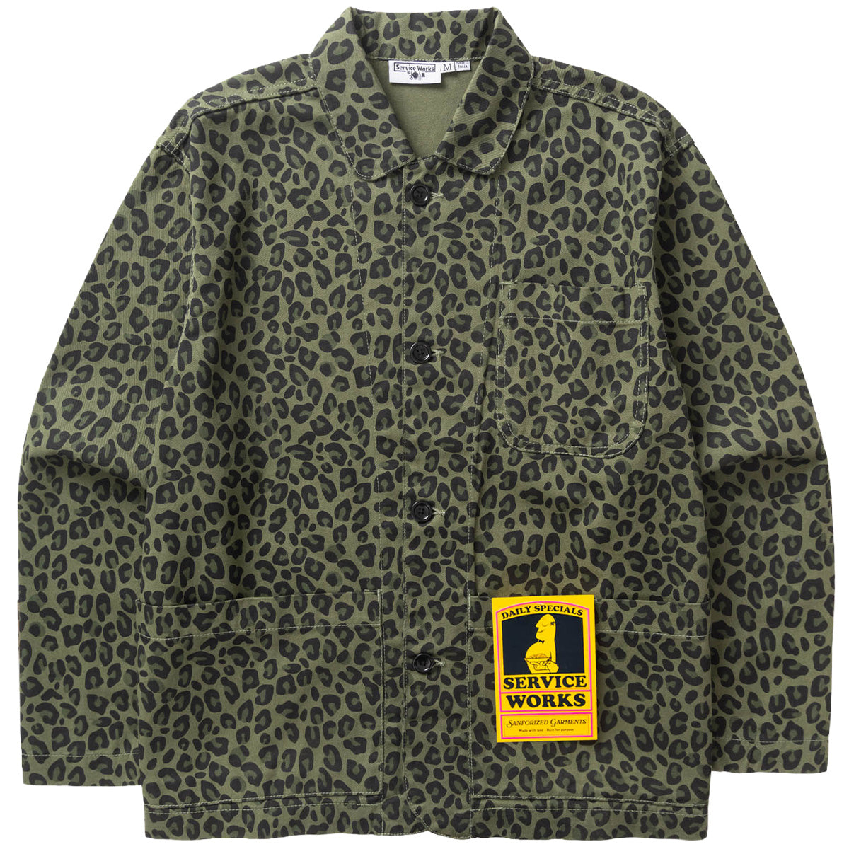 Service Works Patterned Easy Chef Shirt Green Leopard