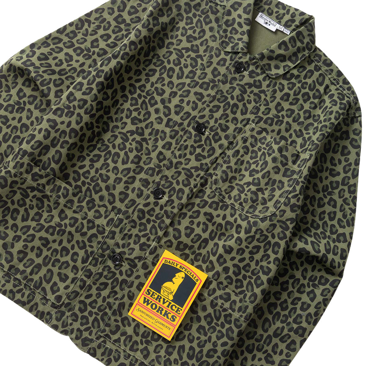 Service Works Patterned Easy Chef Shirt Green Leopard