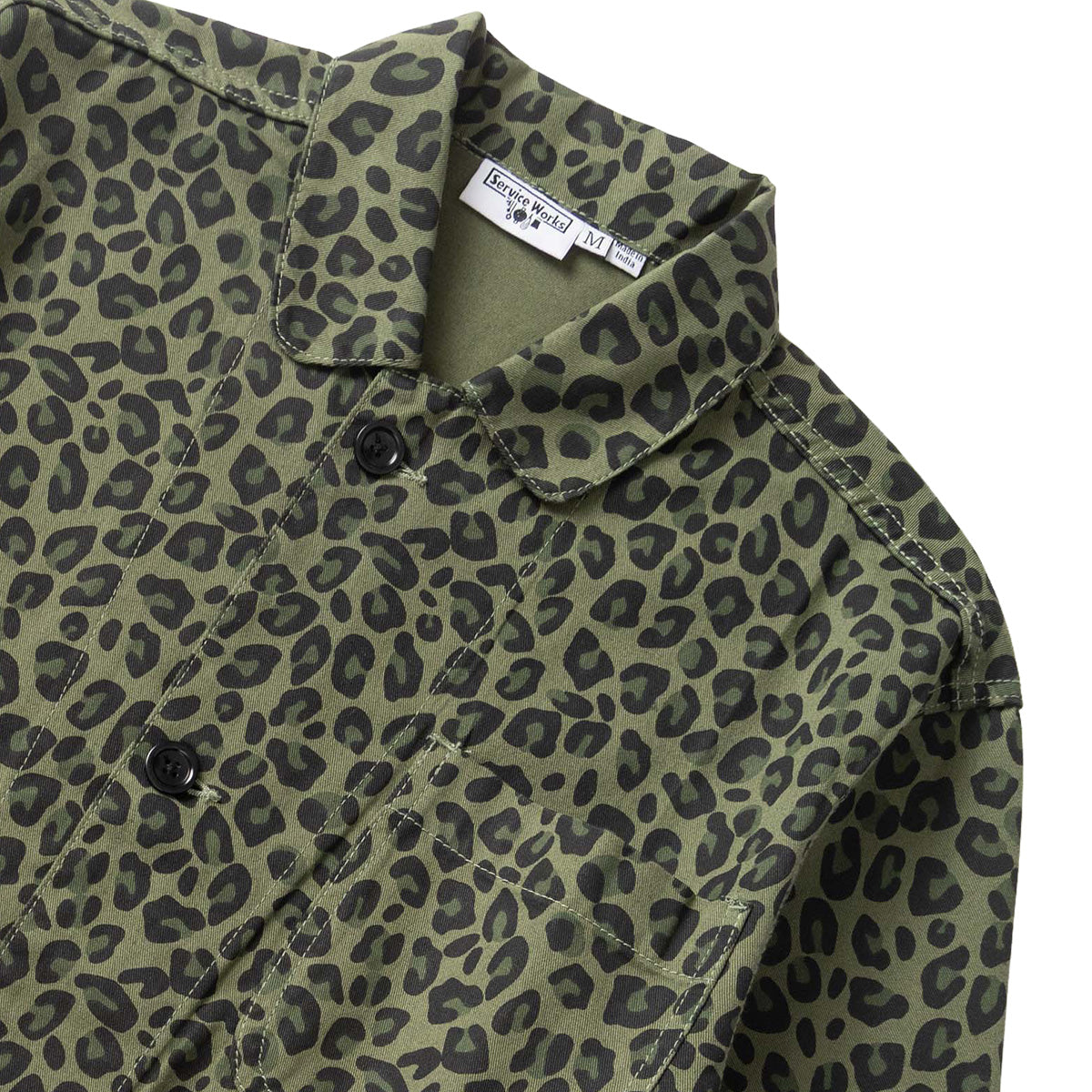 Service Works Patterned Easy Chef Shirt Green Leopard