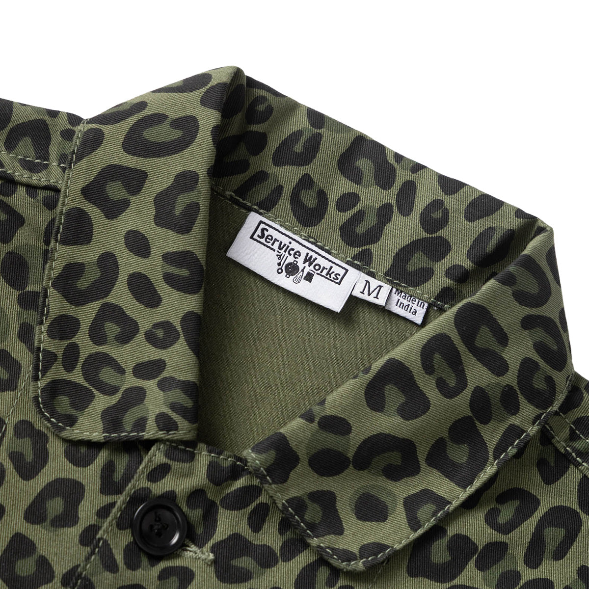 Service Works Patterned Easy Chef Shirt Green Leopard