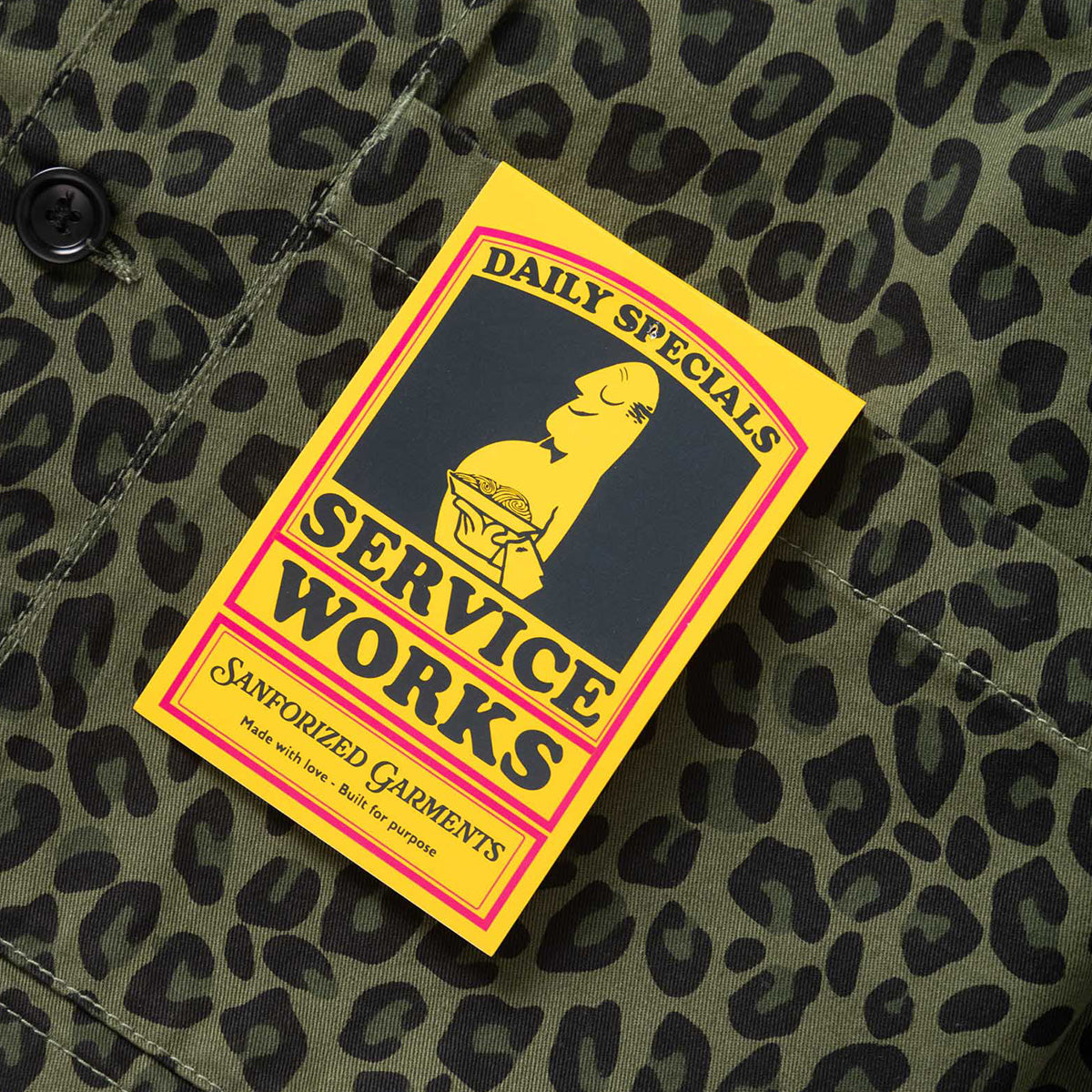 Service Works Patterned Easy Chef Shirt Green Leopard