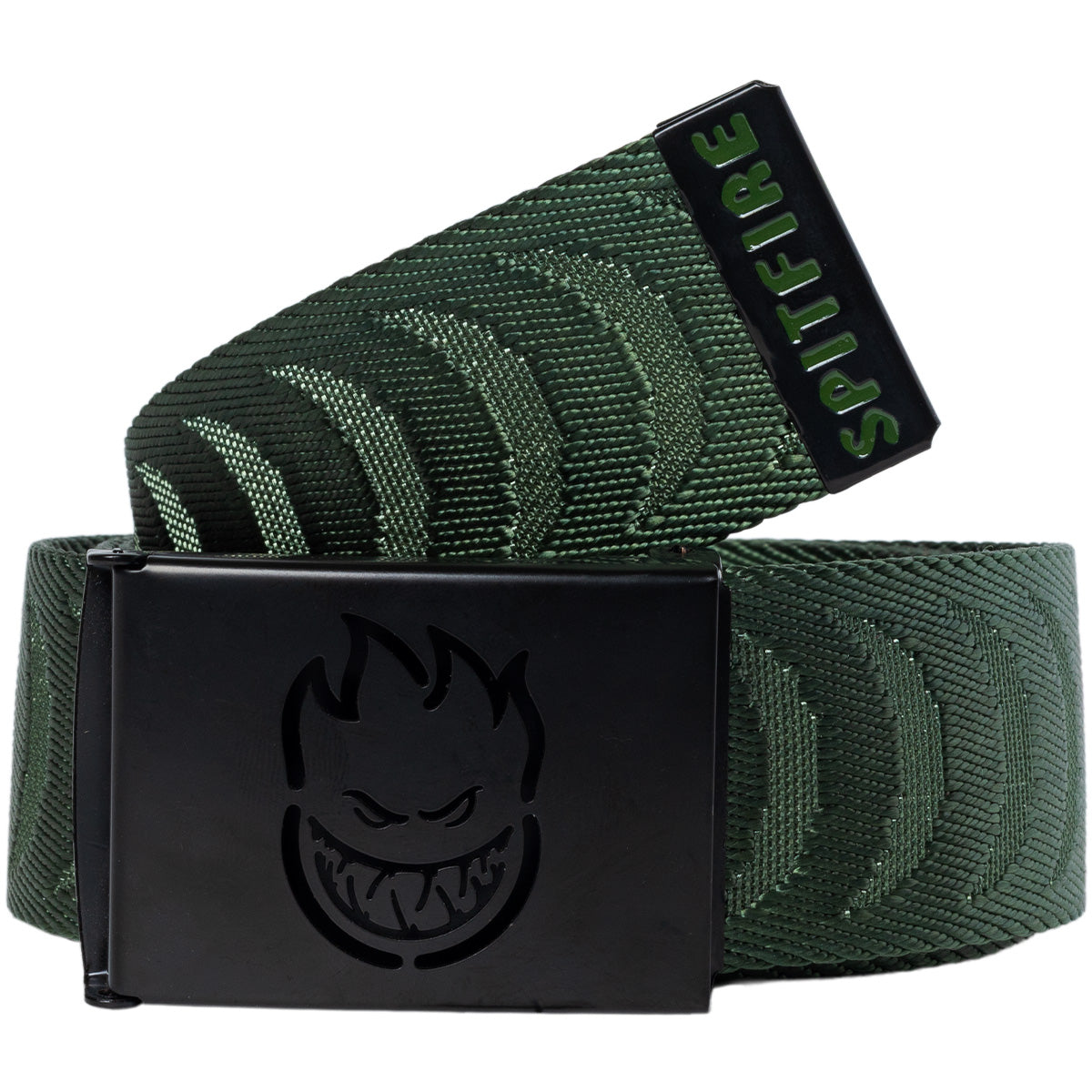 Spitfire Bighead Cut Out Crescent Jacquard Web Belt Olive/Black