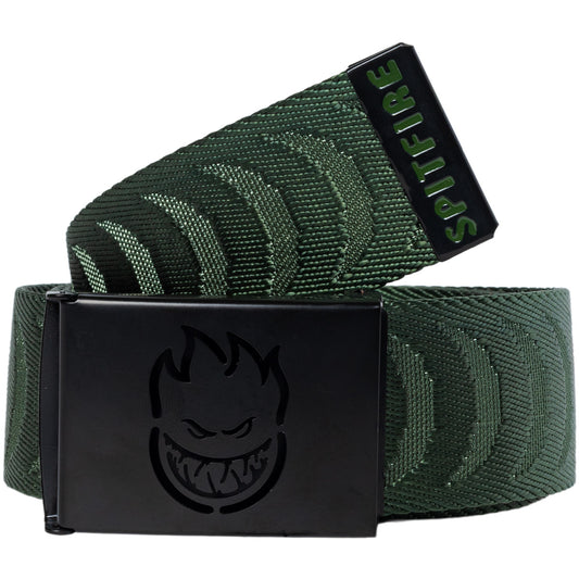 Spitfire Bighead Cut Out Crescent Jacquard Web Belt Olive/Black