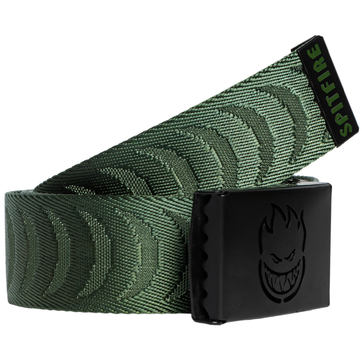 Spitfire Bighead Cut Out Crescent Jacquard Web Belt Olive/Black