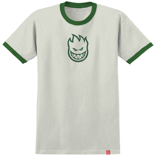 Spitfire Bighead Mid Ringer T-Shirt Natural/Forest Green