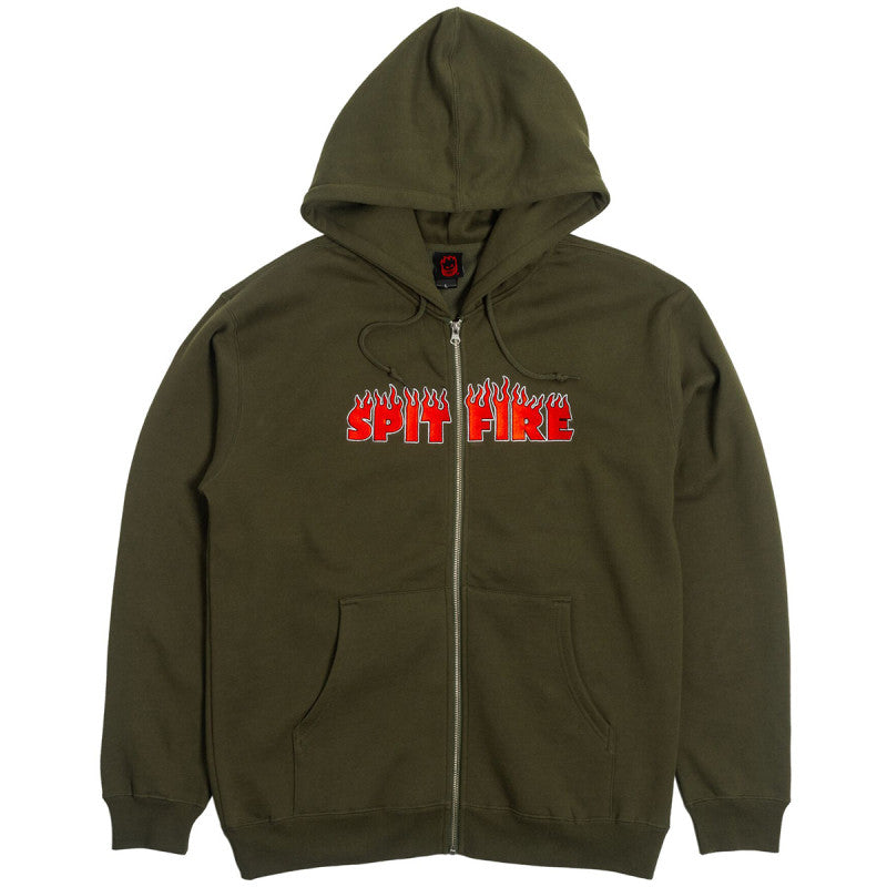 Spitfire Demonseed Script Emb Zip Hoodie Olive