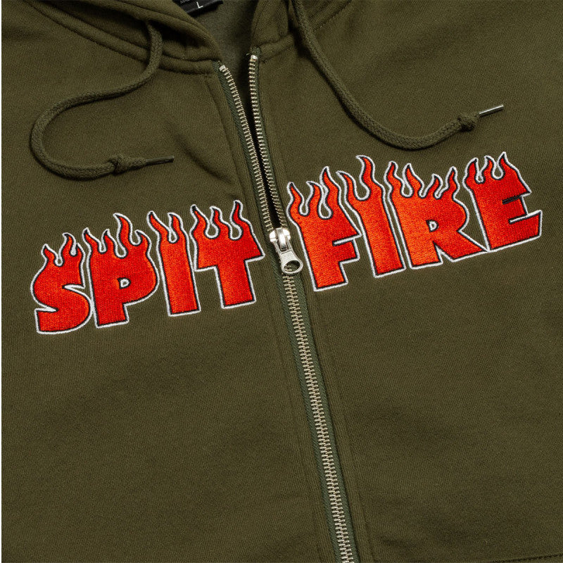 Spitfire Demonseed Script Emb Zip Hoodie Olive