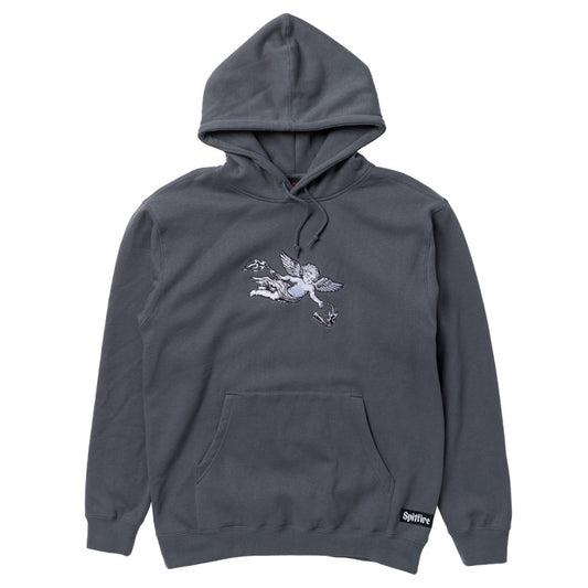 Spitfire Molotov Angel Embroided Custom Hooded Sweater Solid Charcoal