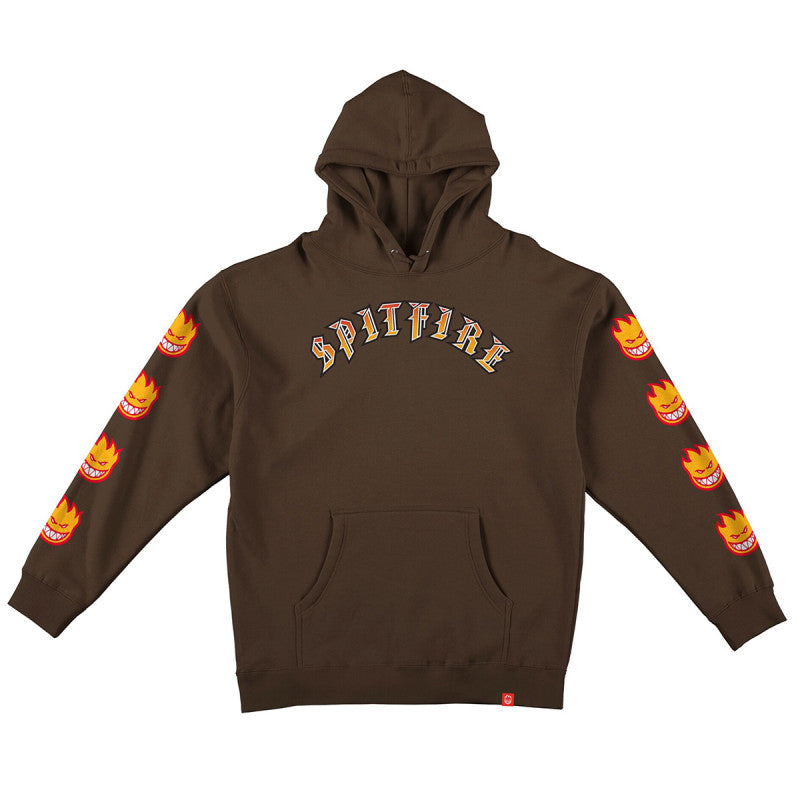 Spitfire Old E Bighead Fill Sleeve Hoodie Brown Gold