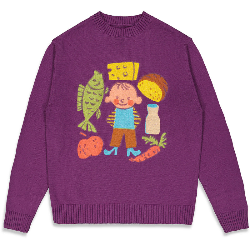 The Loose Company Food Sweater Purple Intarsia