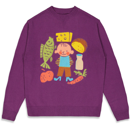 The Loose Company Food Sweater Purple Intarsia