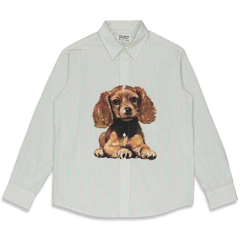 The Loose Company Puppy Oxford Shirt Green/Cream