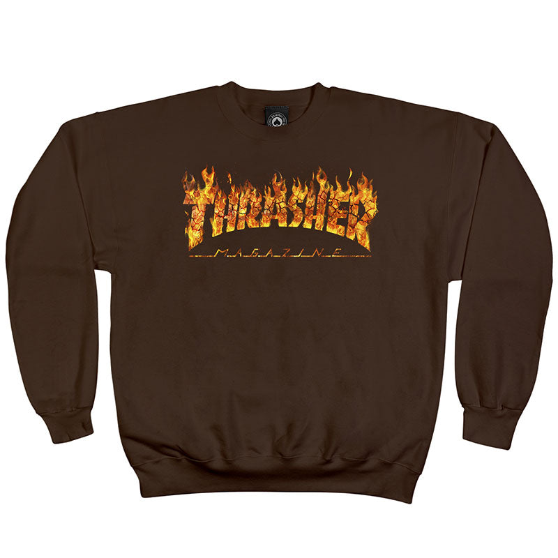 Thrasher Inferno Crewneck Sweater Dark Chocolate