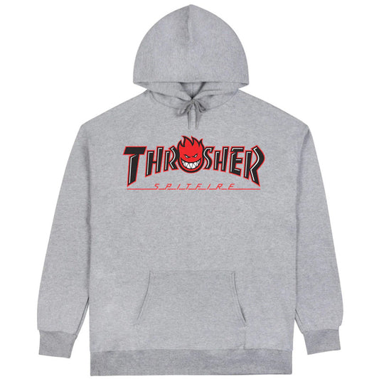 Thrasher x Spitfire Big Head Outline Hooded Sweater Ash