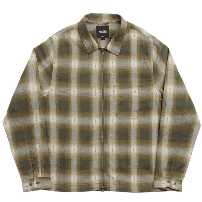 Vans Larkspur Zip Plaid Flannel Shirt Mossy Olive